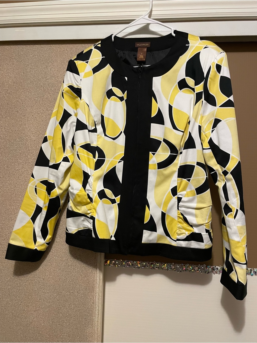Multiples Yellow Black White Geometric Blazer/Jacket